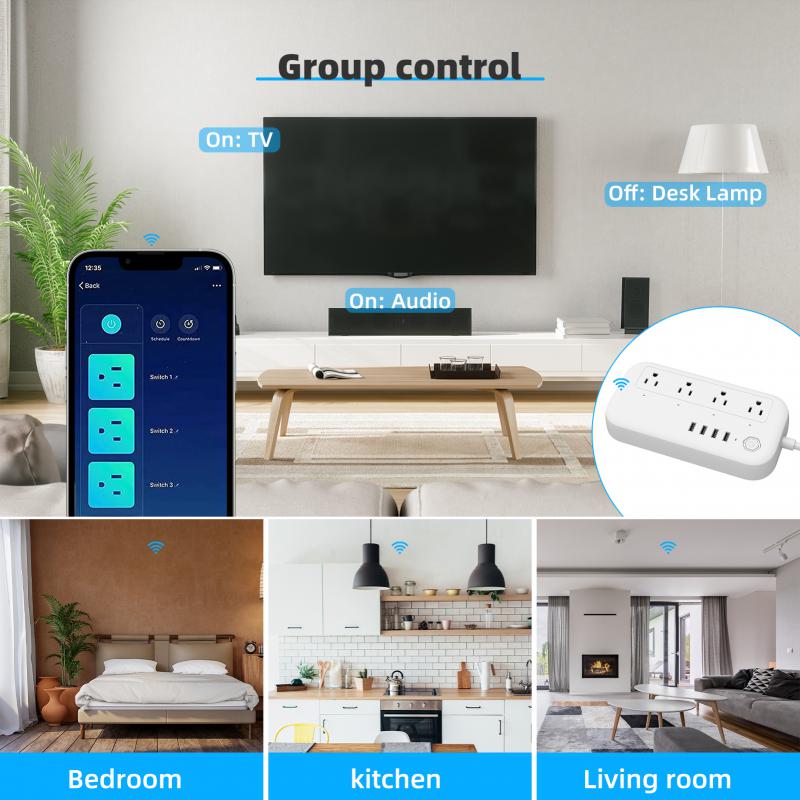 Us Smart Socket Switch Voice Control Wifi Plug-in Timing Sub-control Switch Support Alexa Goole Home Tuya Smart Home Wireless