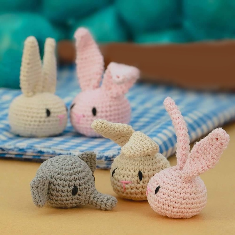 DIY Baby Pacifier Chain Accessory Cute Crochet Animal Head Designed Teether Toy Part Infant Stroller Hanging Ornaments A2UB