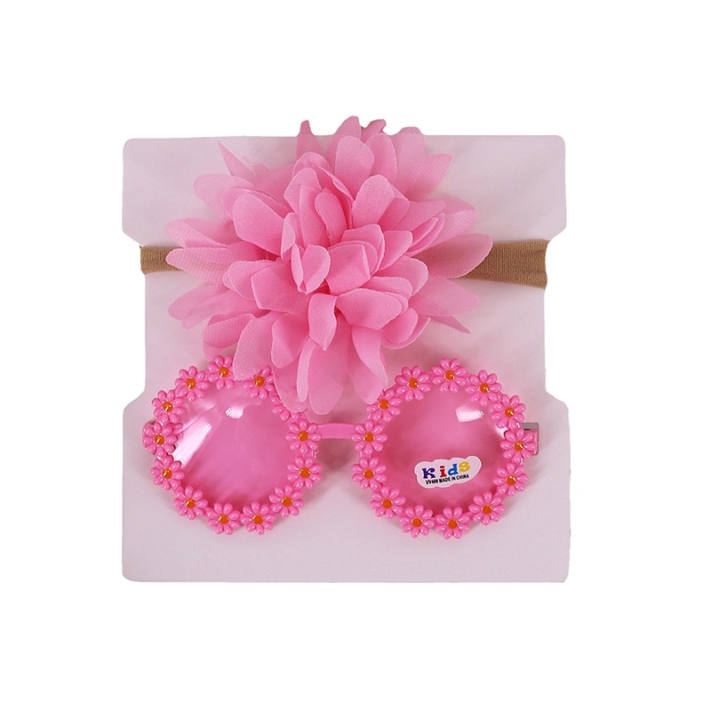 Children s Floral Sunglasses Adorable Round Sunglasses with Flower Hairband for Girls - Perfect for Outdoor Parties and Beach