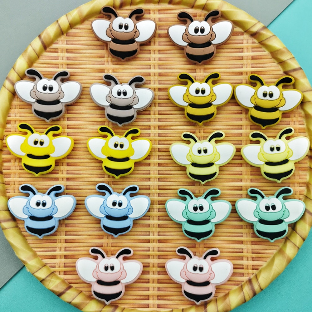 37*30mm 10pc/lot Silicone Cartoon Beads Baby Teething Beads Pacifier Chains Necklace Accessories Safe Food Grade Chewing Kawaii