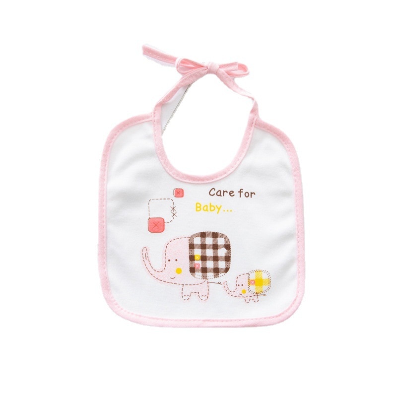 1pc Baby Cotton Bib Infants Double Layer Waterproof Elephant Bibs Saliva Towel Bib Baby Dining Meal Bib