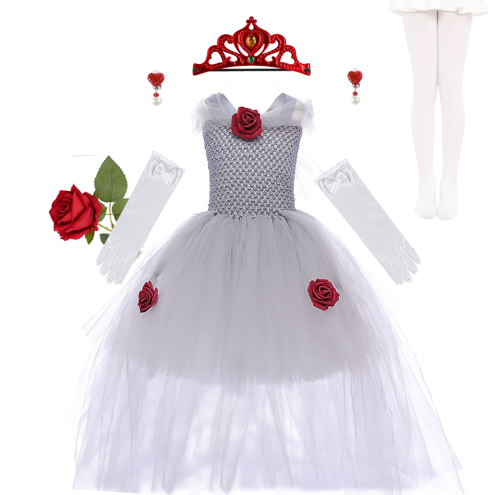 Children Dress Carnival Kids Cosplay Ghost Bride Zombie Masquerade Sorcerer Witch Tutu Skirt Clothes For Girl Halloween Costume