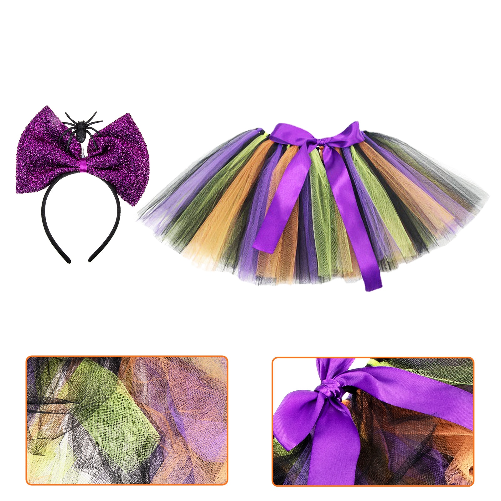 Tutu Skirt Headband Decorative Hair Hoops Cosplay Princess Costume Girls Accessories Halloween Kit Photo Props