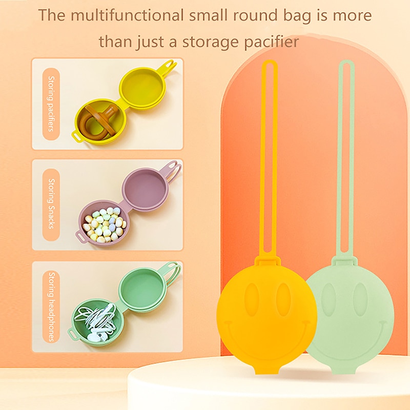 Hanging Baby Silicone Pacifier Storage Box BPA Free Food Grade Silicone Infant Portable Lanyard Dust-proof Soother Container Box
