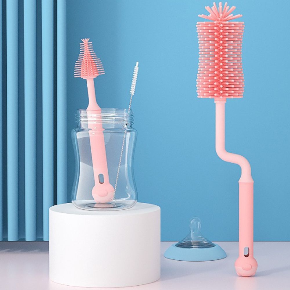 3pcs/set Pacifier Cup Handheld 360 Degree Nipple Cleaning Tool Bottle Brush Pacifier Brush Silicone