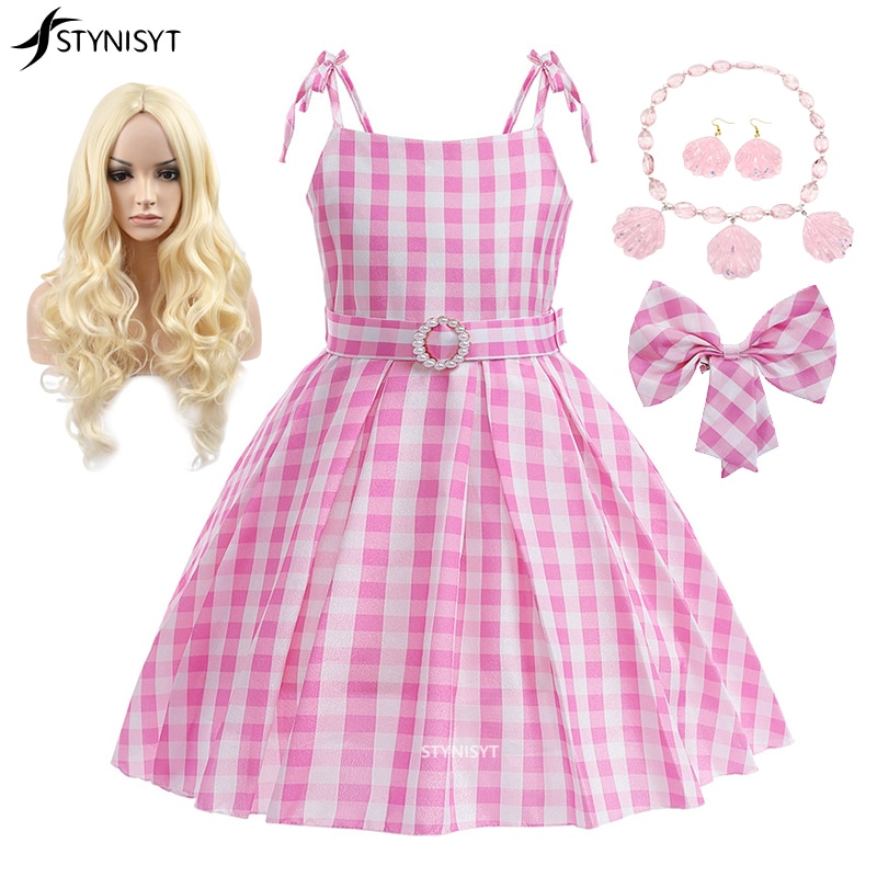High Quality 2023 Movie Uniform Barbi Cosplay Costumes Dress Hawaiian Halloween Carnival Party Clothes Costumes Girls
