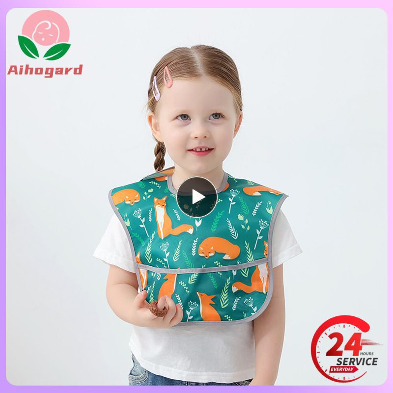 Baby Bibs Waterproof Feeding Bibs Cartoon Children Bibs Burp Cloths Uptake Dirt-proof Children's Saliva Pockets Baby Bibs