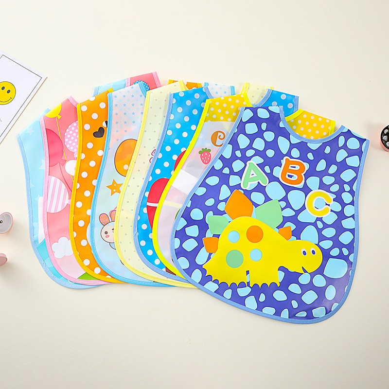 Baby Bib Removable Waterproof Saliva Rice Pocket Imitation Silicone Stereo Children Baby Feeding Bavoir Manches Cartoon Bebé Bib
