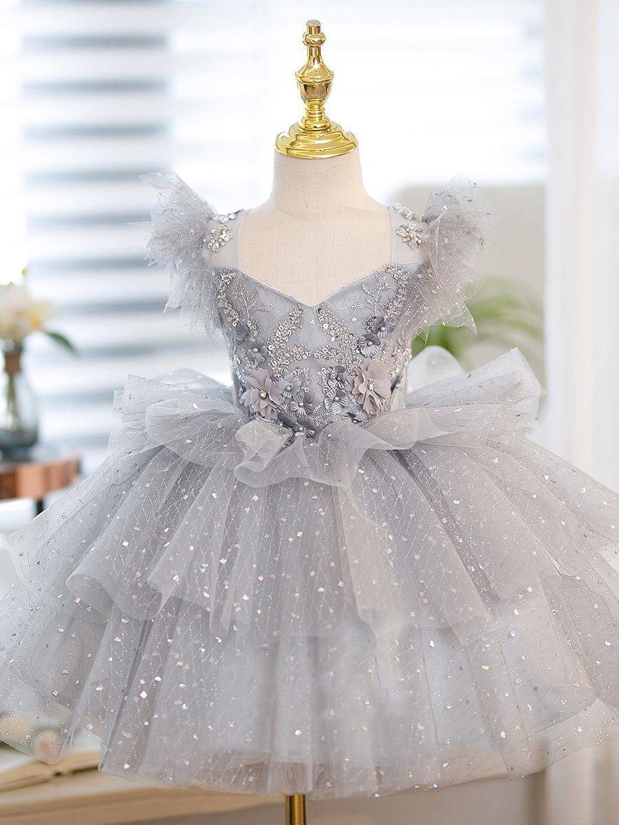 Girls' Dress Children's Princess Dress High-end Fluffy Dress Girls' Birthday Party Wedding Microphone Piano Perfo