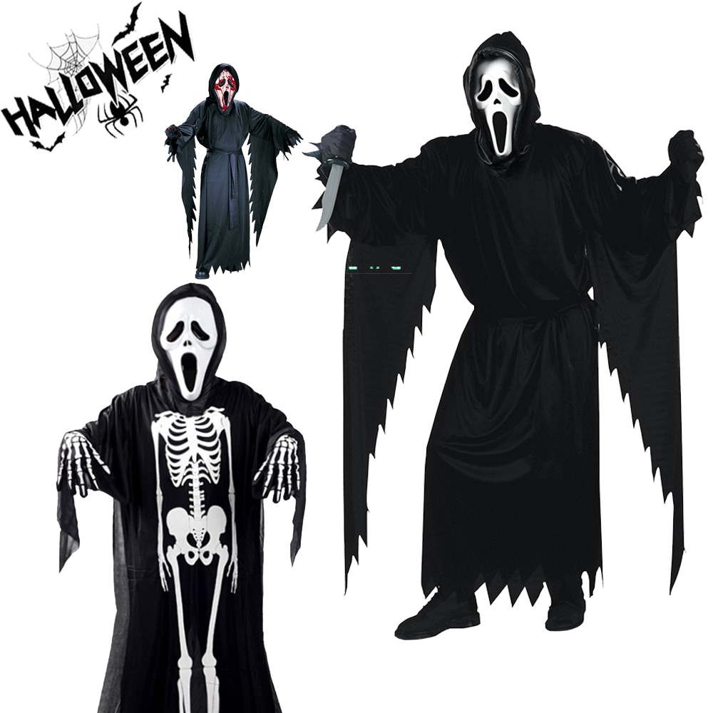 Halloween Costumes Scream Children's Dress Up Prom Party Performing Horror Scary Cosplay Skeleton Costume Children's C