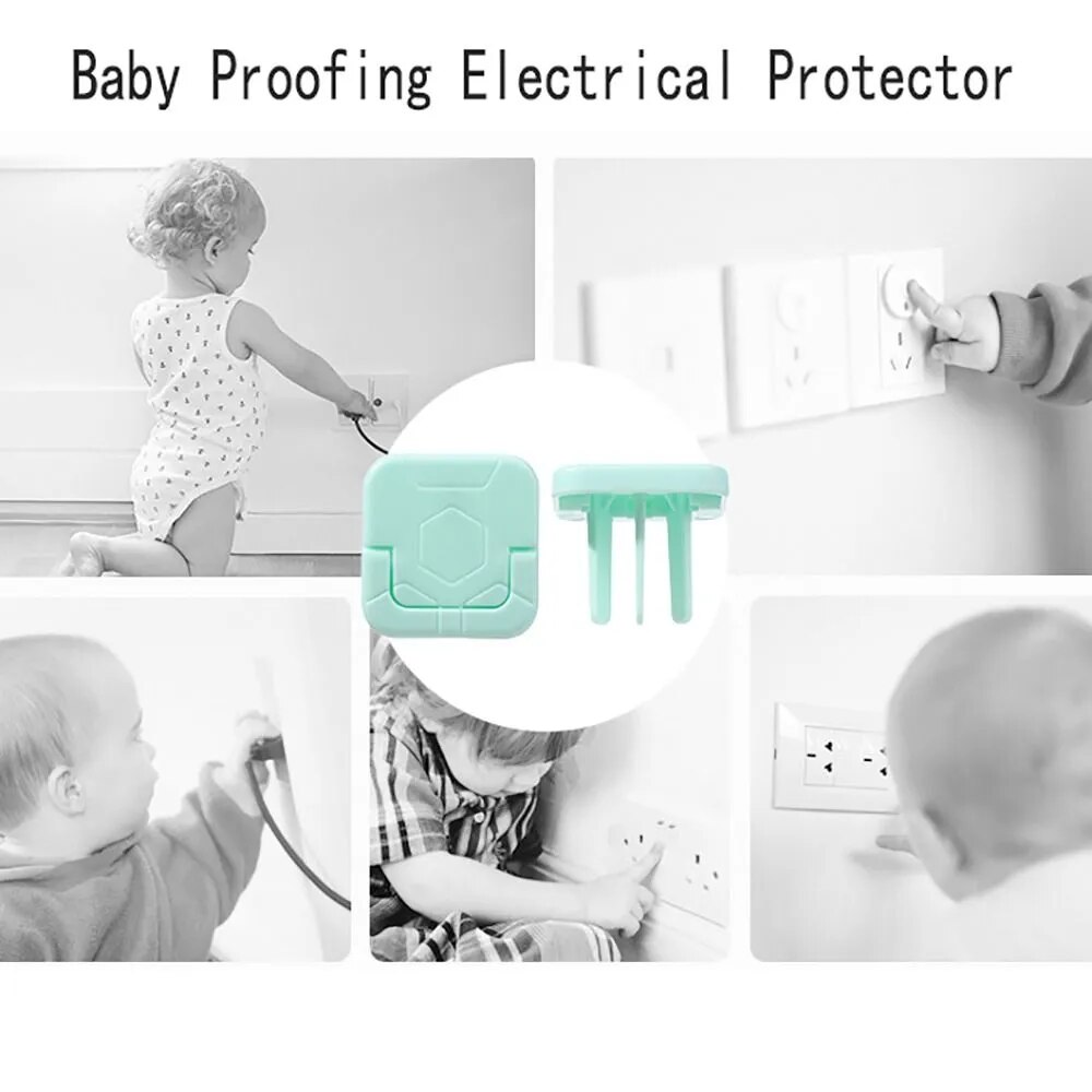 Baby Proofing Outlet Covers Useful ABS White Pink Green Hidden Pull Handle 2/3 Plugs Electrical Protector Baby
