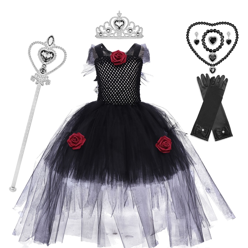 Halloween Baby Girls Witch Tutu Dress Princess Ruffles Kids Witch Cosplay Costumes for Children Carnival Evening Party Clothing