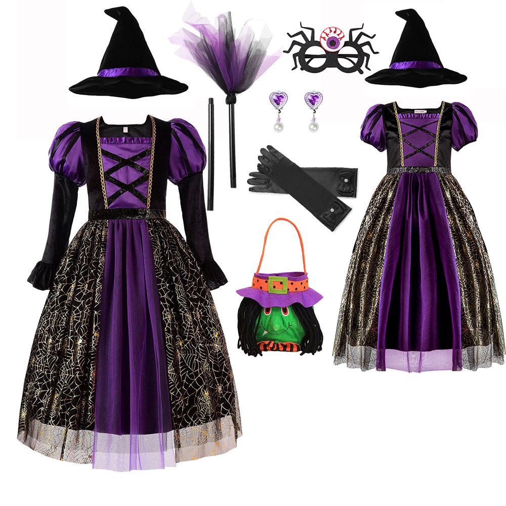 2023 Halloween Costume For Kids Girl Princess Dress Fancy Carnival Party Cosplay Clothing Children Costume Gift Witch Costume