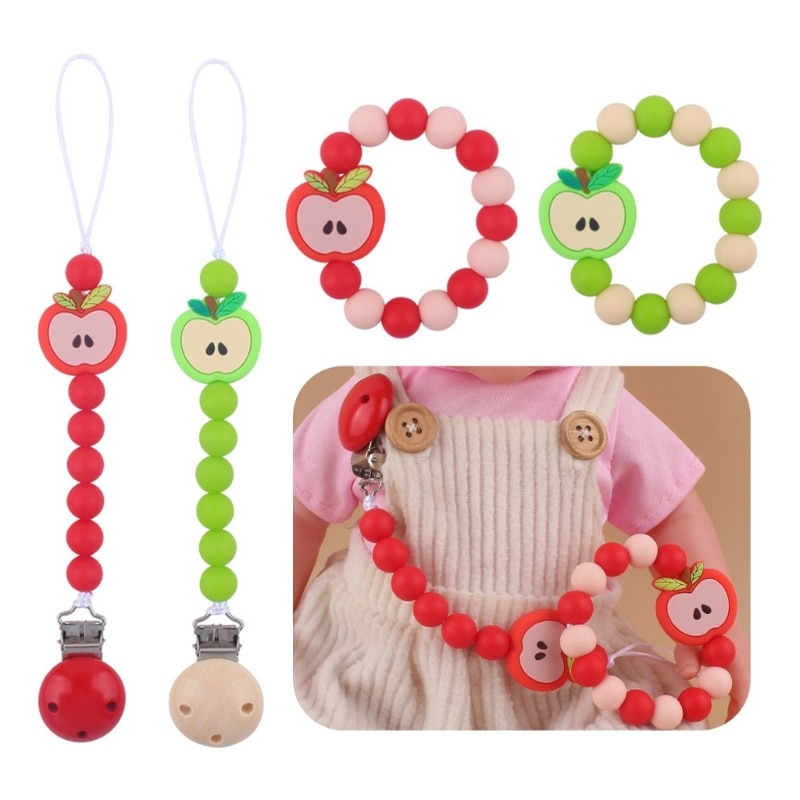 Pacifier Clip Holder Silicone Pacifier Chain BPAFree Teether Clip Soother Binky Holder for Baby Soothies Paci Clip Girl A2UB