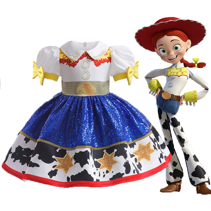 Kids Anime Game Dress Girls Cosplay Cartoon Costume Summer Short Sleeve Lace Panel BubbleSleeve Princess Dress Children Clothes
