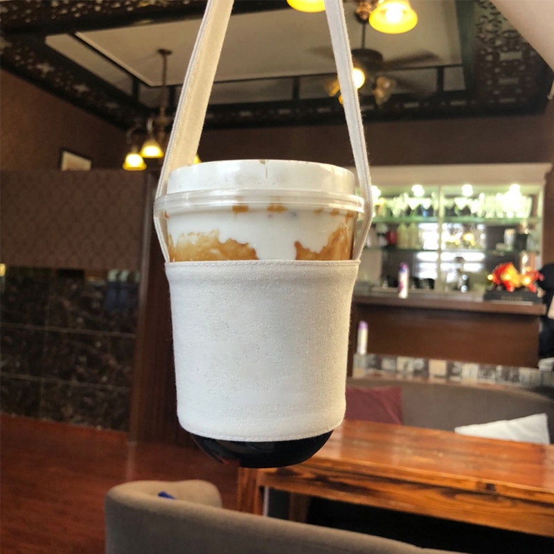 Portable Water Bottle Holder Carry Bag Coffee Cup Storage Sleeve Cover Canvas Printing Milk Tea Set Drinking Bottle Strap