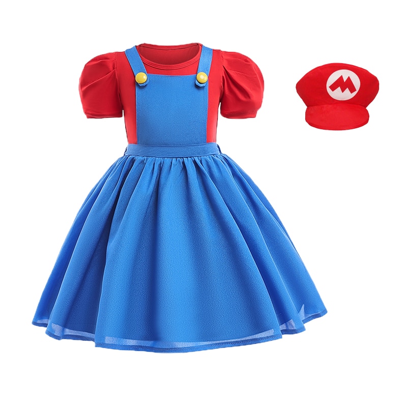 Children Anime Game Suspender Dress Girls Cosplay Cartoon Costume Short Sleeve BubbleSleeve Princess Dress Kids Halloween Clothe