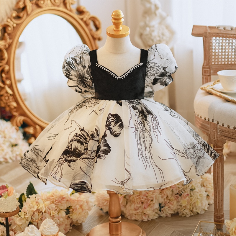 Baby Spanish Lolita Princess Ball Gown Children High-End Beading Bow Design Birthday Party Evening Dresses y1029