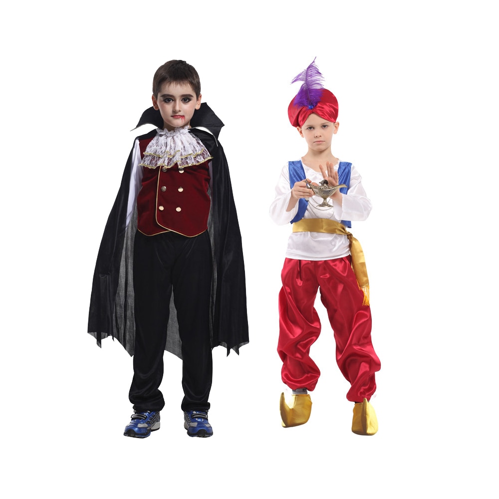 Kids Child Vampire Costume Count Dracula Aladdin Prince Cosplay Boys Vampiress for Girls Purim Halloween Party Fantasia Dress Up