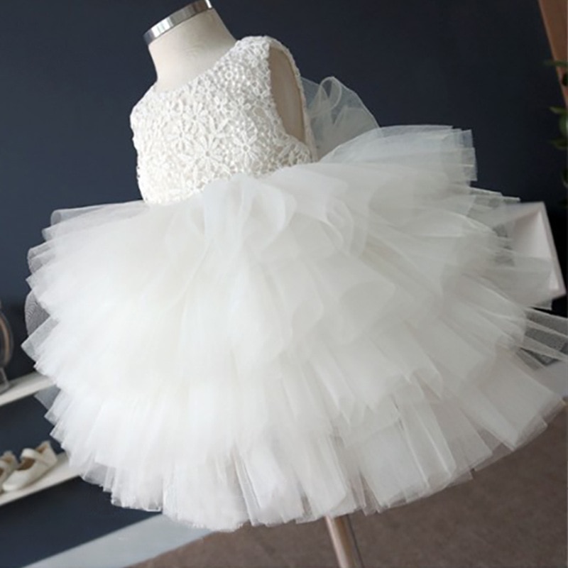 Summer New Girls' Dress White Dress Poncho Wedding Flower Girl Evening Dress School Stage Performance Dress