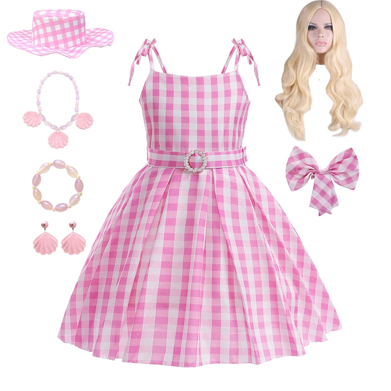 Kids Pink Girls Cosplay Costumes Baby Girls Princess Pink Movie Dress Halloween Costumes Birthday Party Clothing for 2-10 Years