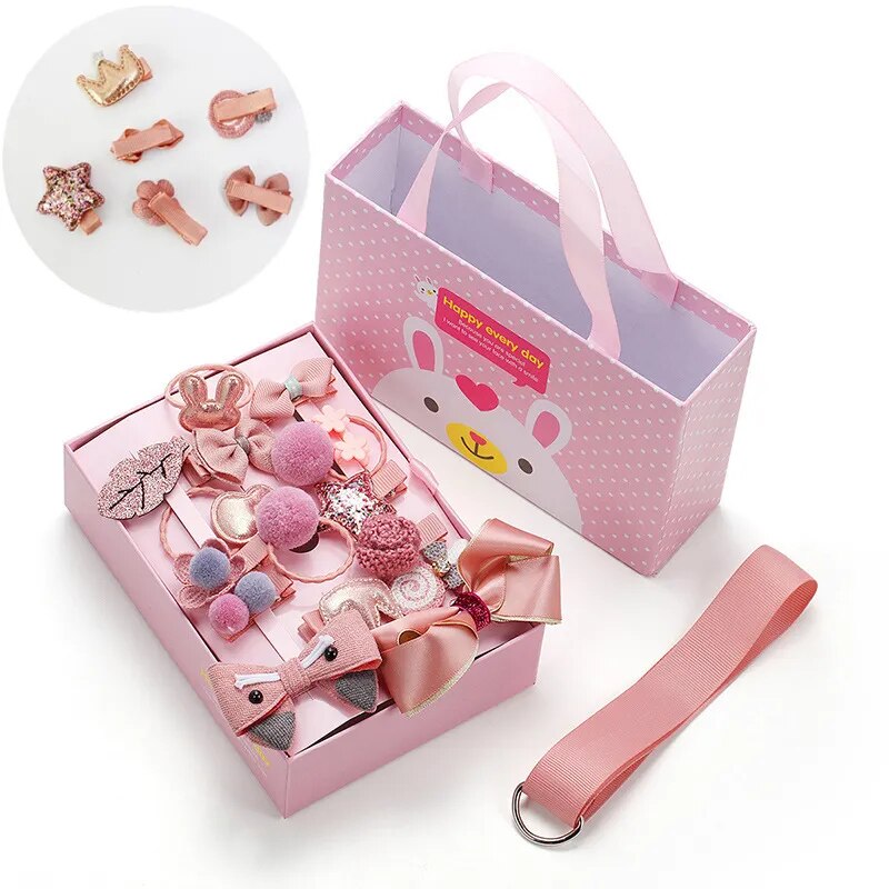 18pcs/set Toddler Girl Headwear Set Retro European Style Barrettes Hair Clip Hair Band Set for Baby Girl Lovely Hair Accessories