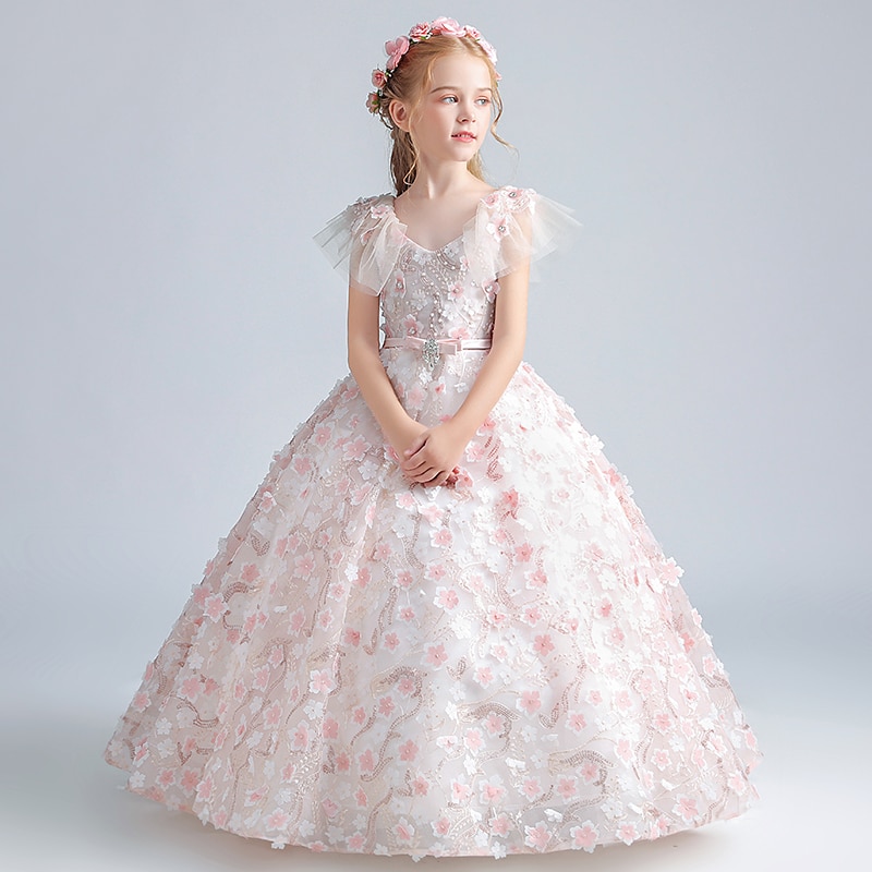 Flower Girls Cute Long Dress Princess Children Wedding Bridesmaid Maxi Evening Gowns Birthday Party Kids Luxury Pageant Dresses