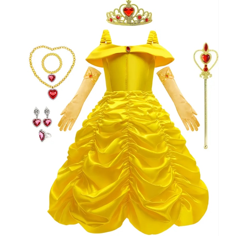 2023 Cosplay Belle Princess Dress Girls Dresses For Beauty and beast Kids Party Clothing Children Halloween Costume