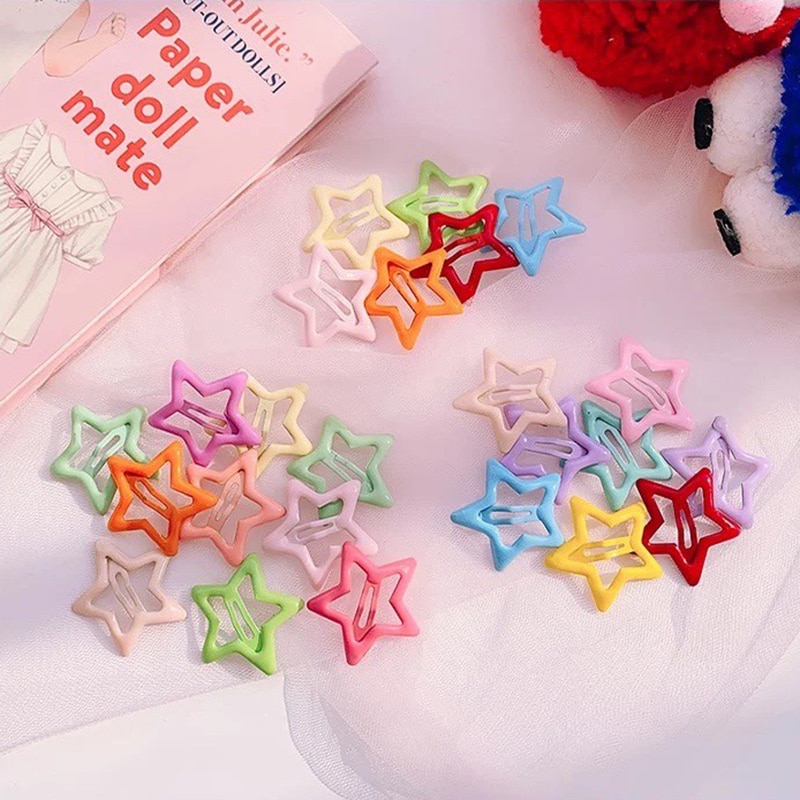 10pcs/set Kawaii Children Snap Hooks Hair Clips Korean Princess Candy Color Star Hair Pin for Baby Girl Headwear Kid Accessories