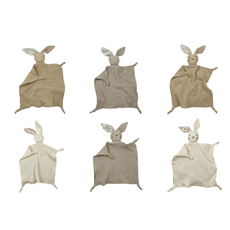Baby Security Blanket Soothe Appease Towel Soft Cotton Gauze Animal Rabbit for DOLL Teething Bib Infants Cuddling Toy