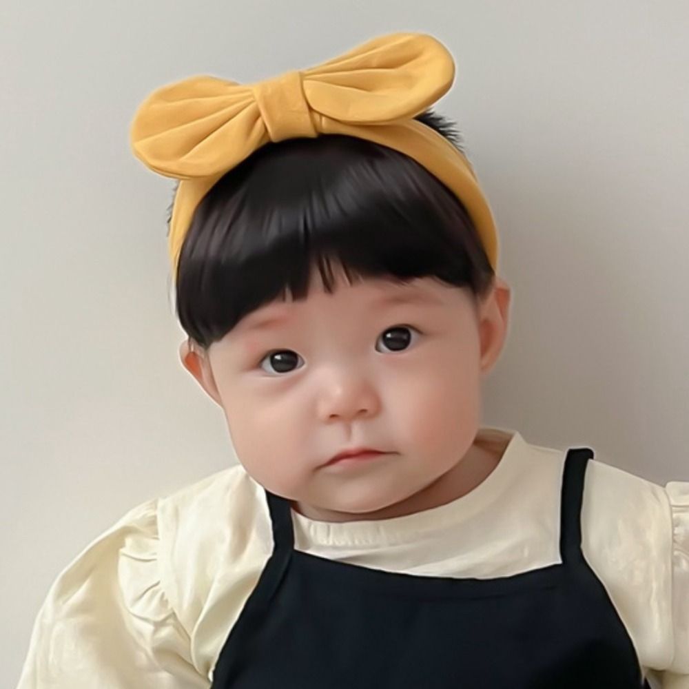 Photography Props Kids Soft Toddler Neat Bang Baby Bowknot Headband Wig Princess Wig Headband Newborn Baby Headwear