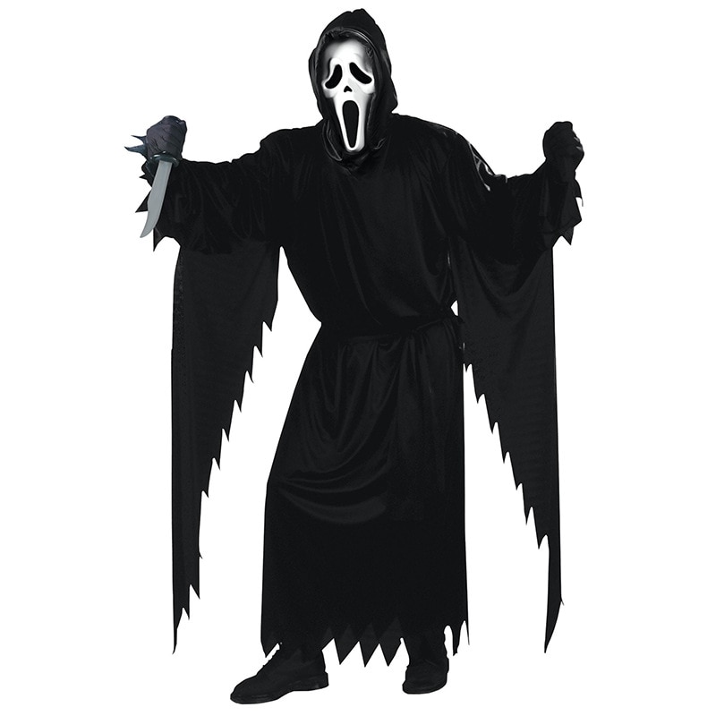 2023 Halloween Kids Dress Up Zombie Horror Scream Death Ghost Costume Terrible Black Robe Boys Cosplay Party Scary Clothing Sets