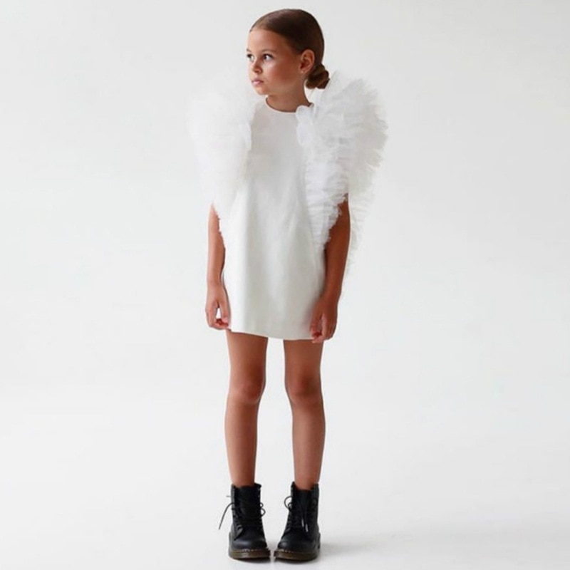 Fashion Baby Girl Princess Mesh Dress Infant Toddler Child Fly Sleeve Vintage Vestido Party Wedding Birthday Baby Clothes 2-10Y