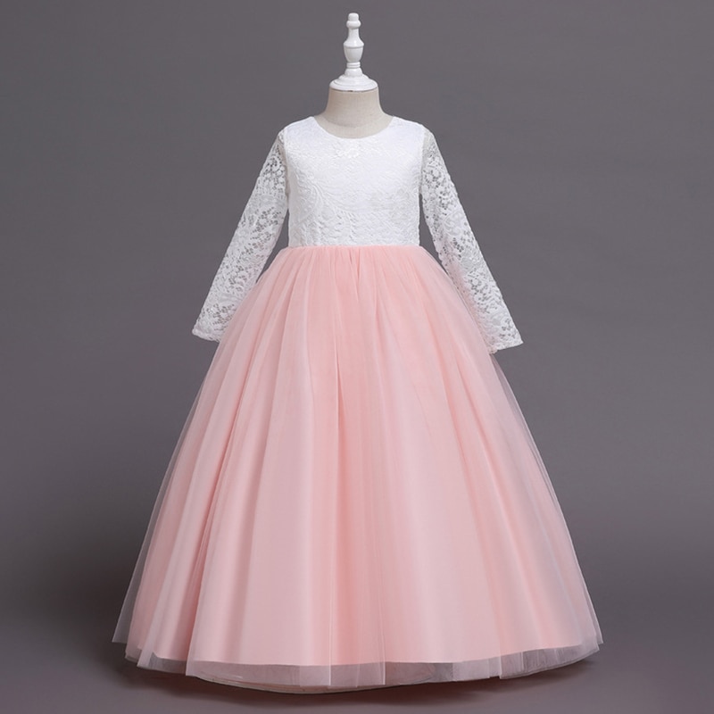 Flower Girl White Princess Dress Wedding Bridemaid Kids Birthday Party Long Evening Gown Cute Children Luxury Pink Green Dresses