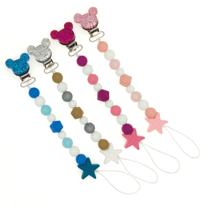 Baby Pacifier Clip Chain Dummy Holder For Nipples Clips Silicone Teething Beads Baby Birthday Shower Gift
