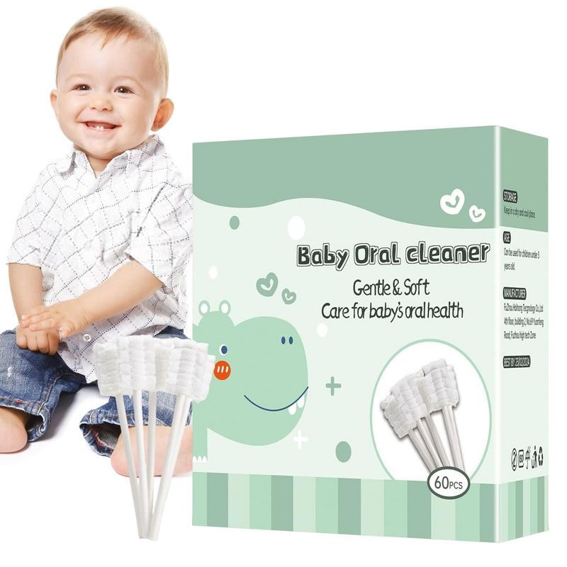 Baby Oral Cleaner 60/120 Pack Flexible Baby Oral Cleaner Baby Toothbrush Upgrade Gum Cleaner Infant Toothbrush With Paper Handle