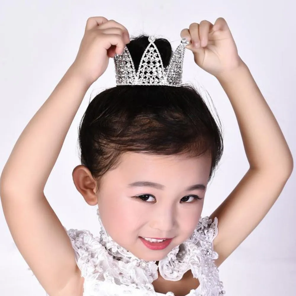 Girls Gold Hair Accessories Silver Color Kids Crowns Hairband Kids Rhinestones Crowns Hair Ornament Children Headdress