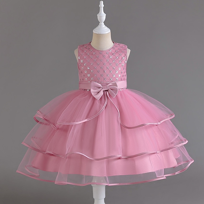 Women Kids for 2 to 8 10 Years Old Girls Very Elegant Communion Party Dresses 2023 Child Evening Pink Tulle Children Top Clothes