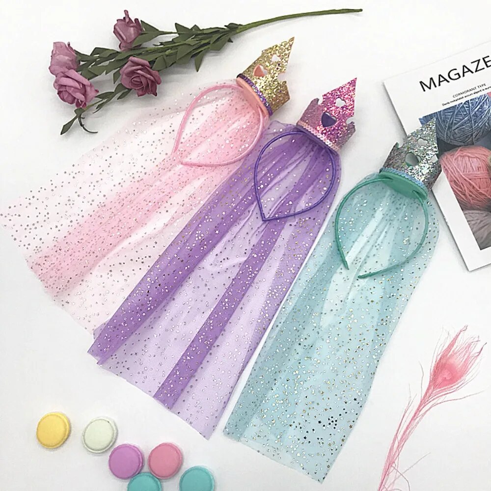 Hair Accessories For Children Stage Props Birthday Gifts Veil Kids Headwear Children's Headband Princess Crown
