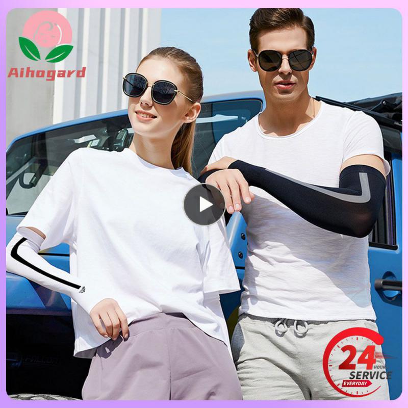 1~10PCS Sport Arm Sleeves UV Sun Anti-slip Ice Silk Sleeve Sunscreen Cuff Summer Men Women Gloves Riding Gloves Ice Silk Summer