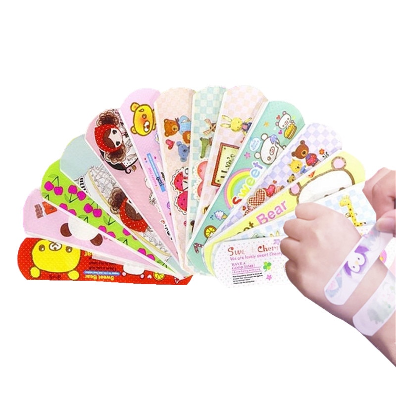 100pcs/set Cartoon Kawaii Band Aid for First Aid Wound Plaster Skin Patch Waterproof Adhesive Bandages Woundplast for Children