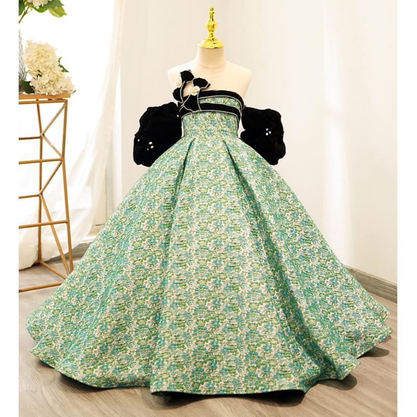 High-End Luxury Children's Prom Evening Gown Bow Design Kids Catwalk Birthday Party Wedding Girl's Princess Dress A299