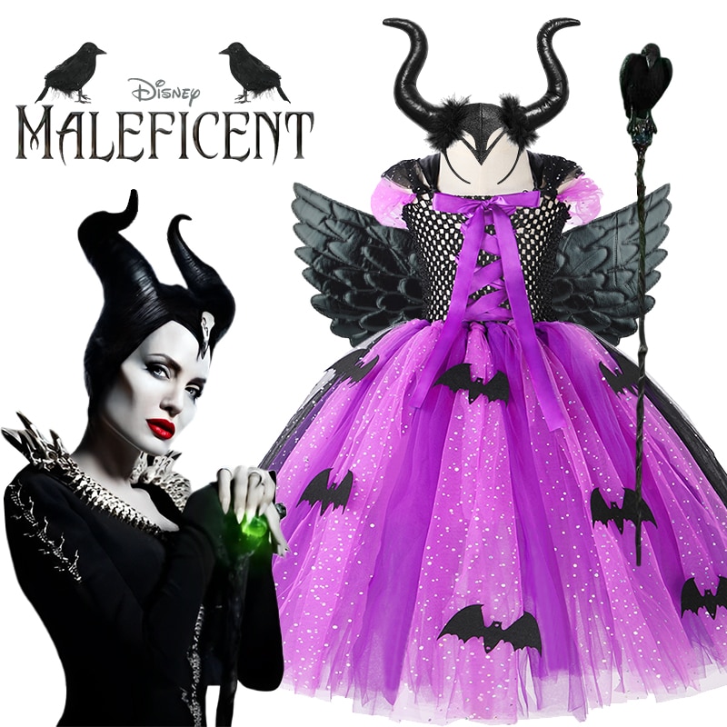 Halloween New Witch Tutu Dress for Girls Halloween Maleficent Cosplay Costumes Children Vampire Party Clothing Halloween Costume