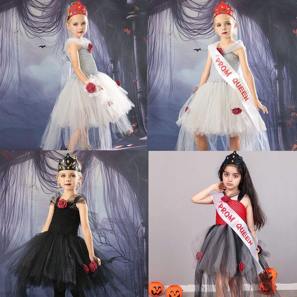 2023 Halloween Children Costumes Girls Princess Ghost Bride Zombie Vampire Tutu Dress Kids Cosplay Devil Witch Party Clothes