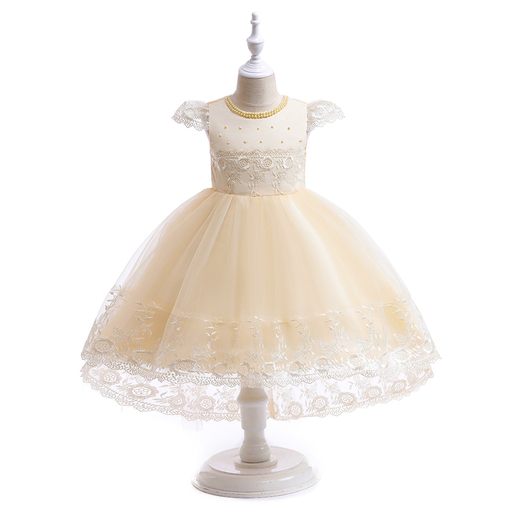 MQATZ Baby Clothes Flower Girl Children Princess Host Evening Party Prom Bow Champagne Wedding Bridesmaid Summer Dress Ball Gown