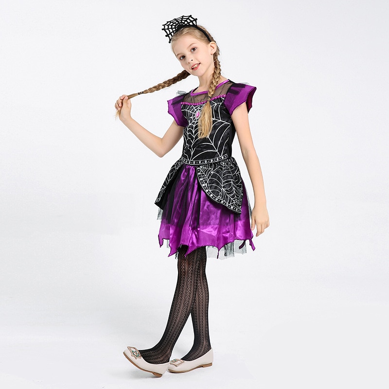 2023 Children Halloween Dresses For Girls Performance Party Dress With Witch Hat Kid Halloween Costume Girls Festival Clothing