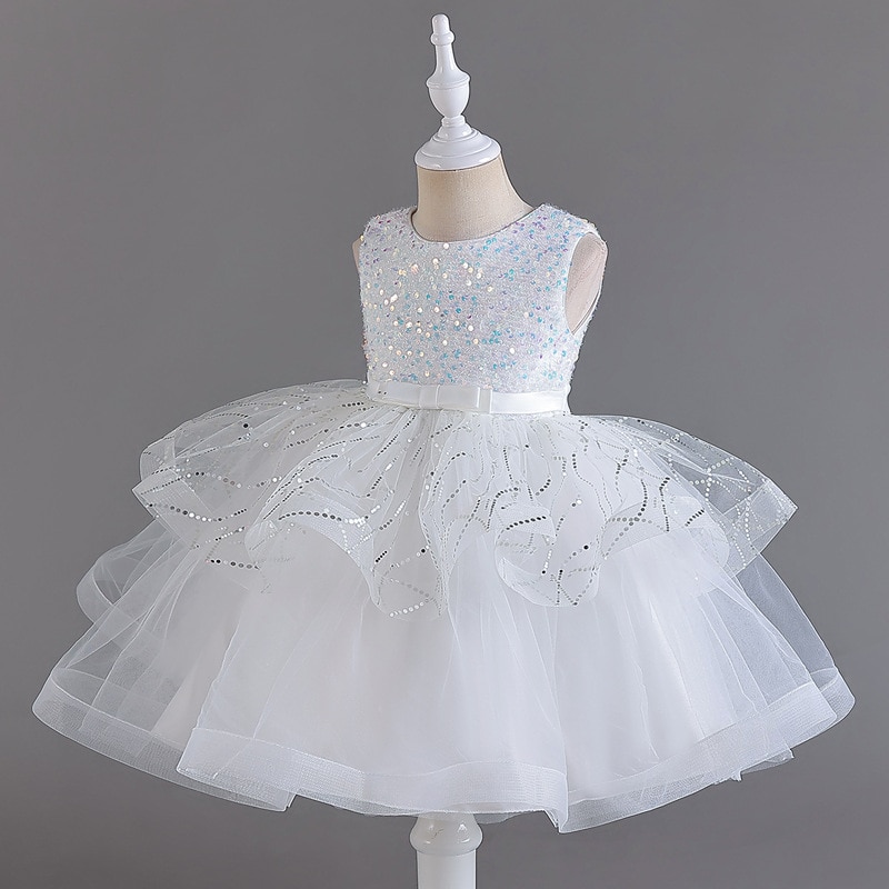 Flower Girl Dress Summer Sleeveless Princess Sequins Baby Wedding Christmas Party Dress Children Kids Elegant Vestidos 3-10Years