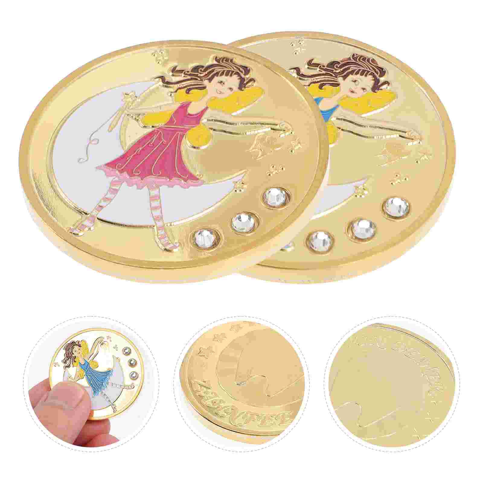 2pcs Commemorative Coin Tooth Fairy Token Gold Tooth Fairy Coin Tooth Fairy Gift