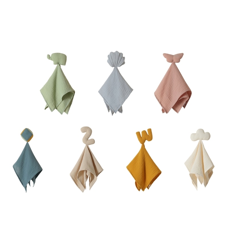 F62D Newborns Security Blanket Towel Burp Cloth Baby Sleeping Toy Muslin Handkerchi