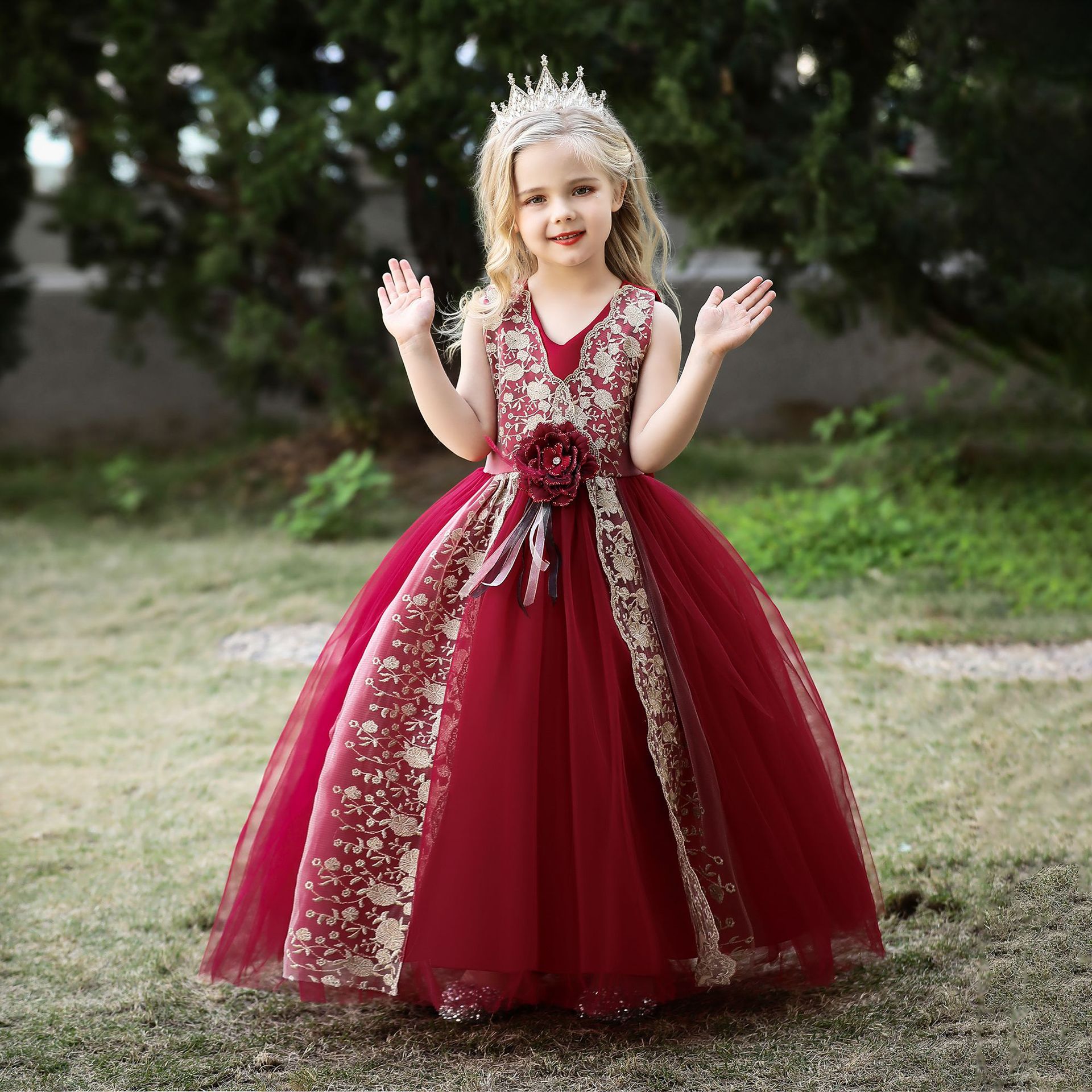 Girls Elegant Fluffy Tulle Princess Dress for Special Occasions like Birthday Party Wedding Baptism Evening